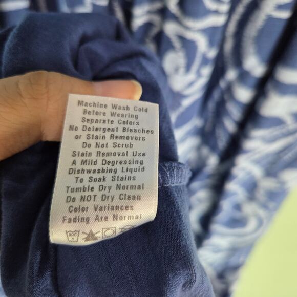 Fresh Produce Womens Blue Print V-Neck Empire Waist Sleeveless Dress Size Large - Picture 7 of 7